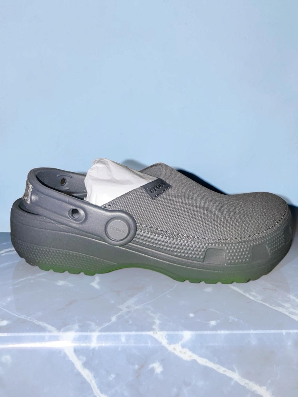 CROCS Kids Slip-On Clog in Gray with Heel Strap